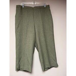 Alfred Dunner Womens Size 16 Green Polyester Blend Capri‎ Pants Elastic Waist